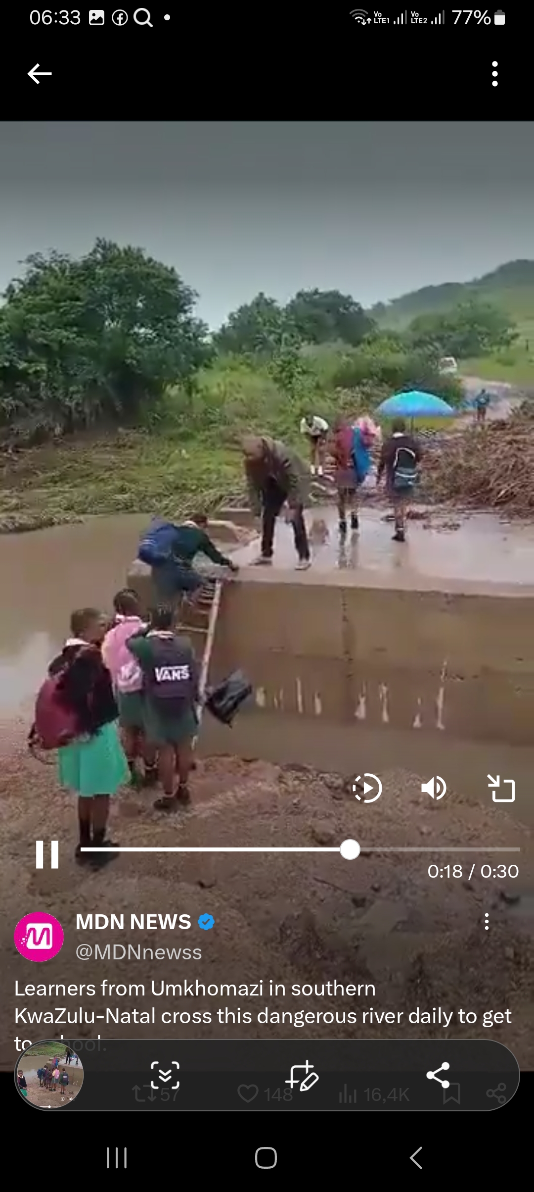 Students Risk Their Lives Crossing Treacherous Umkhomazi River to ...