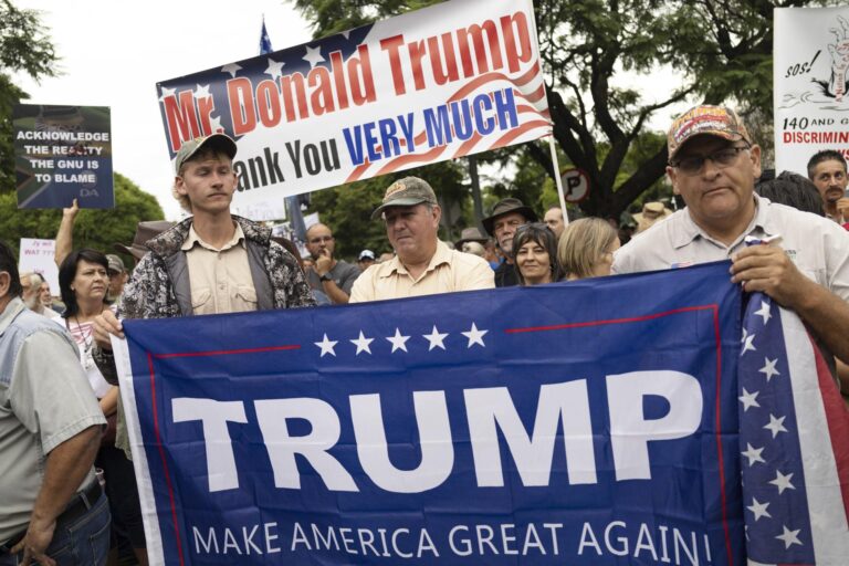 Hundreds of white South Africans rally in Pretoria in support of Trump